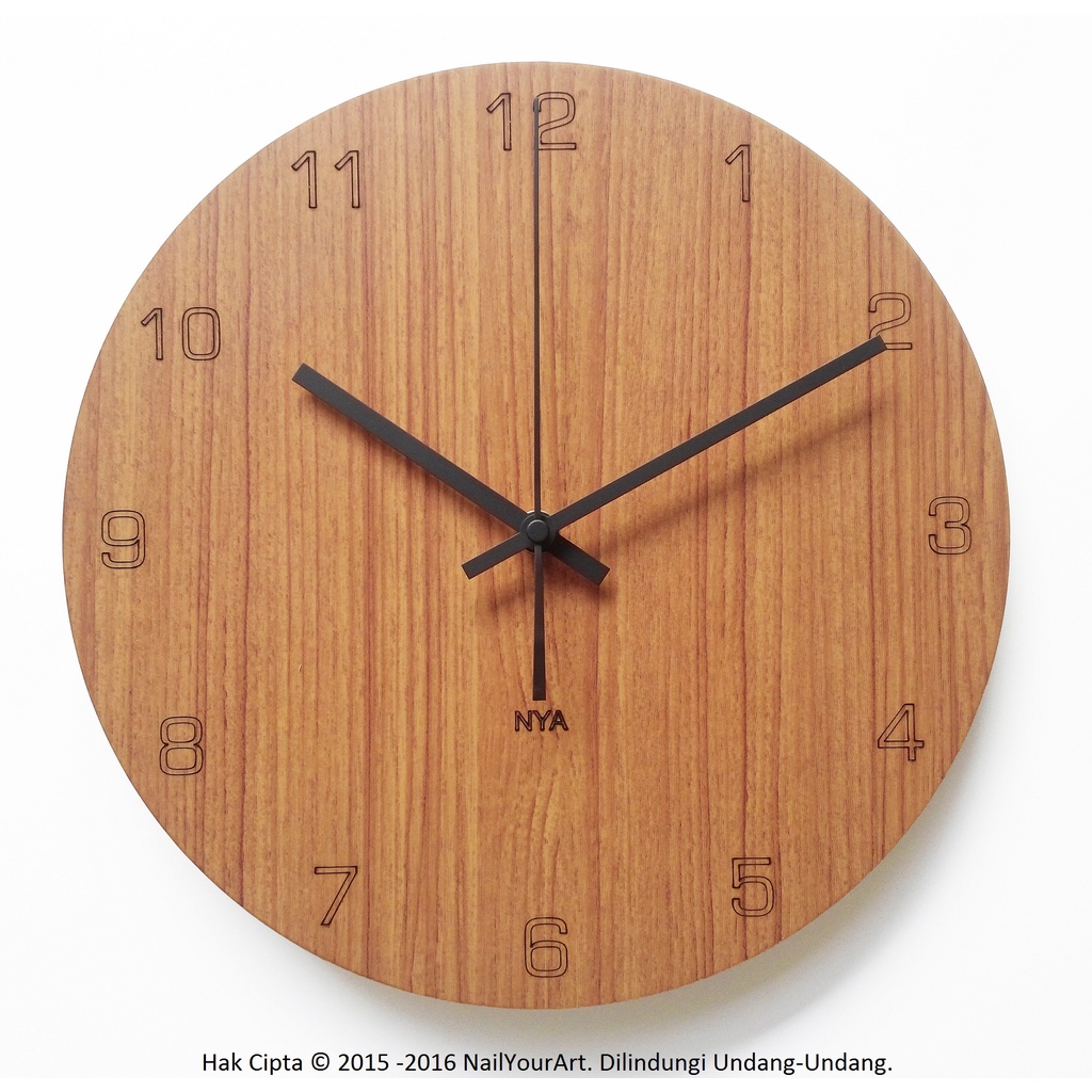 Jam Dinding Unik Artistik - Black Oak Number Wall Clock