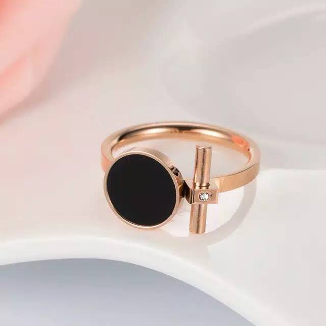 Gg Cincin Titanium Premium Model Bulet Hitam #CC-128