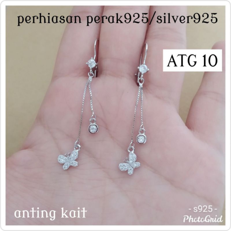 ANTING KAIT PANJANG PUTIH ATG 10 PERAK 925 #EA