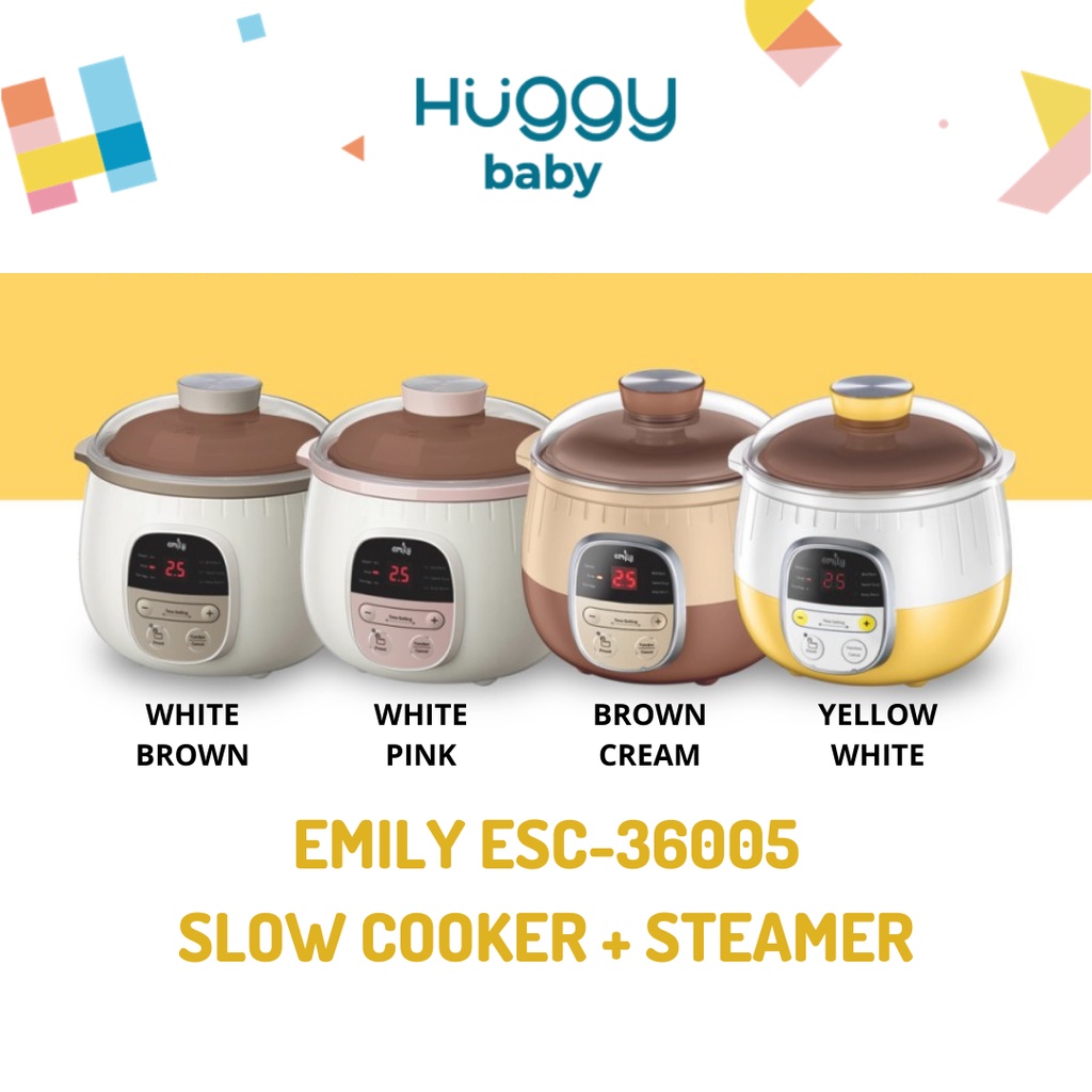 Emily ESC-36005 Slow Cooker + Steamer 0.8L Clay Pot Tanah Liat