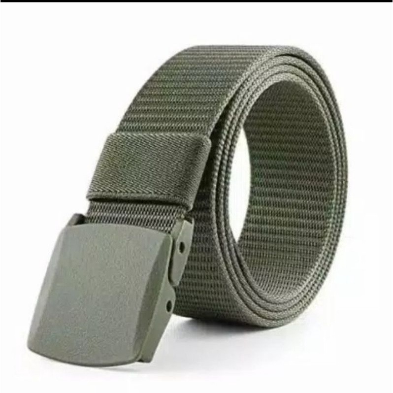 Ikat pinggang  sabuk bandara anti metal detektor militer kain kanvas polos pria wanita