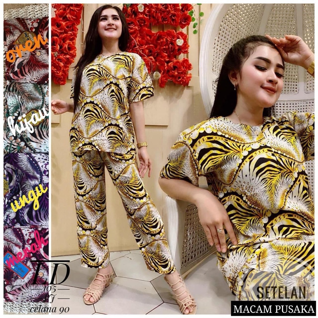 DAILY SET BAJU TIDUR PAJAMAS ONE SET SETELAN RAYON  TIE DYE MOTIF