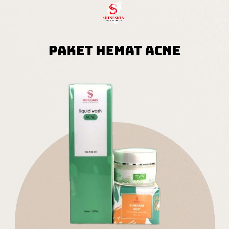 Shineskin whitening glow paket acne isi 3
