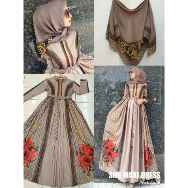 NEW SHR MAXI DRESS BUNGA GUCCI + JILBAB