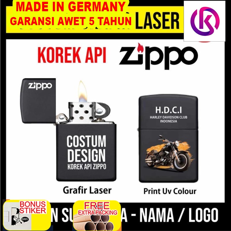 

Murah Custom Korek Api Zippo 1 Sisi Grafir dan 1 Sisi Print UV (2 Sisi)