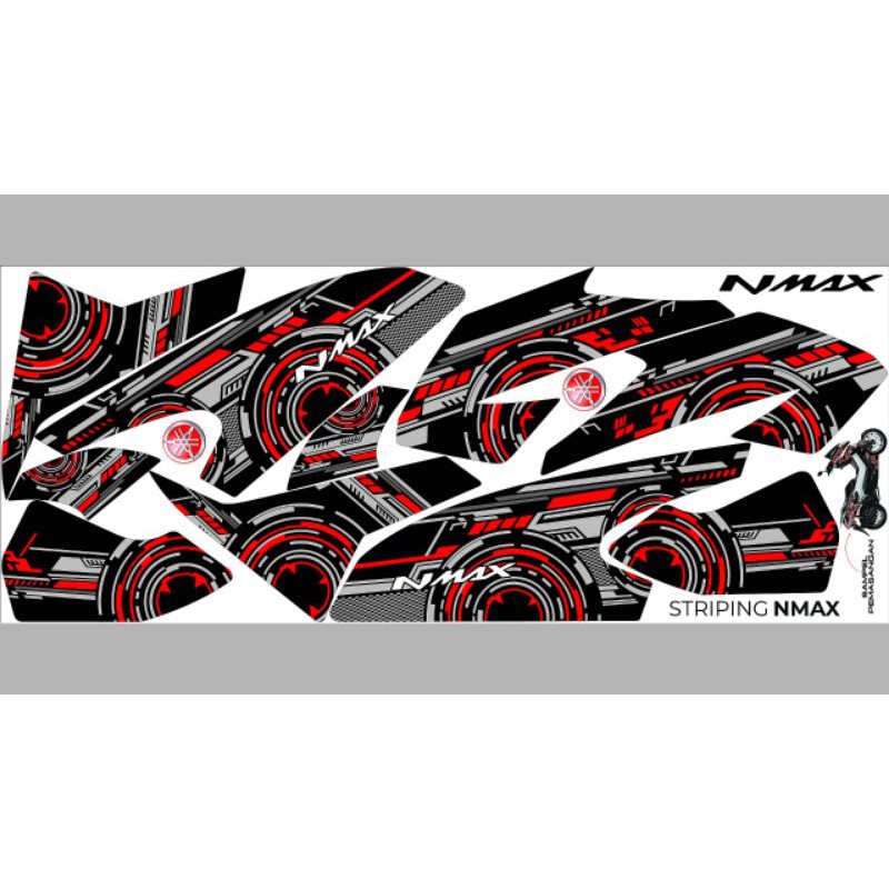 stiker striping nmax semi full grafis warna merah