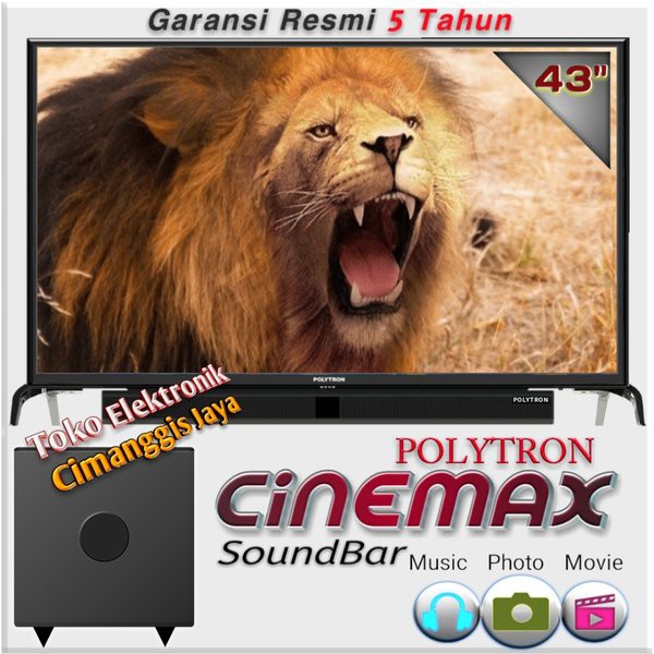 Spesial TV LED POLYTRON 43 INCH CINEMAX SOUNDBAR Diskon