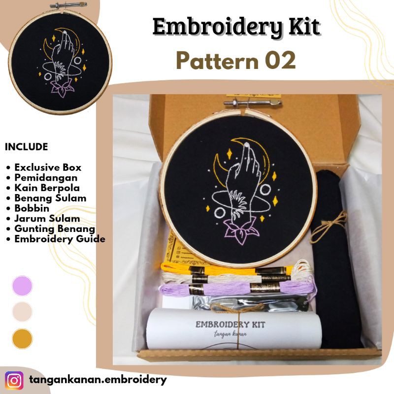 Pattern Embroidery kaktus &amp; Black Galaxy -  Kain Berpola Saja