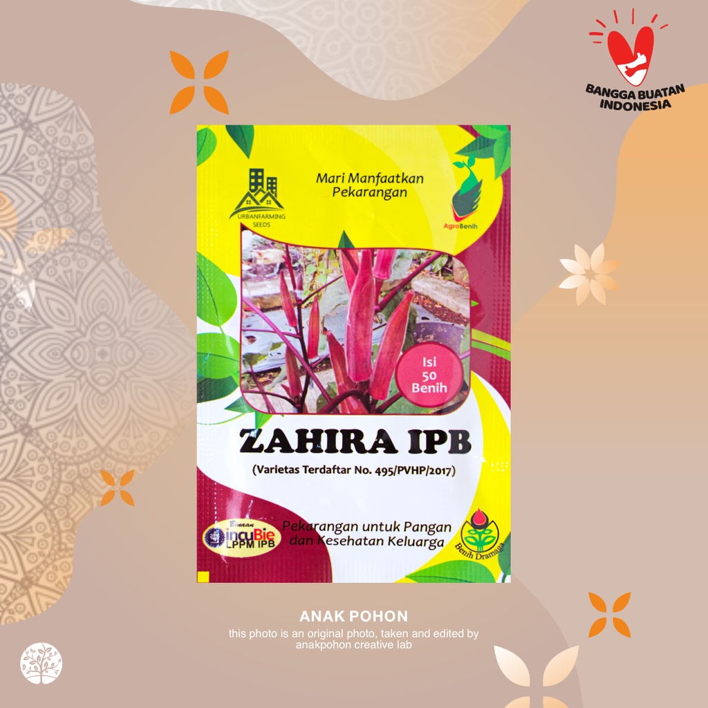 (1 PACK) Benih Okra Merah Ungu Zahira IPB Retail Pack - 50 SEEDS