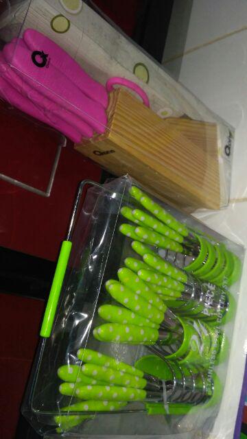 Home-klik Oxone Set Pisau - 6 Buah - Merah Muda Ox-961