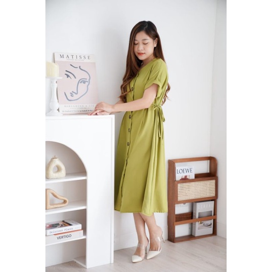 DS1566 - DRESS HOMEY BUSUI FRIENDLY WANITA DRESS BUNGA MIDI FLARE CASUAL