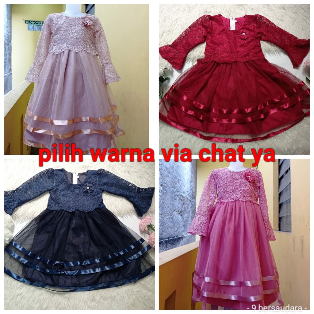 GAUN CORD MIX TUTU LENGAN PANJANG