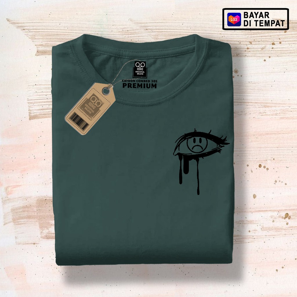 Kaos Distro Pria Eye Sad Text Premium