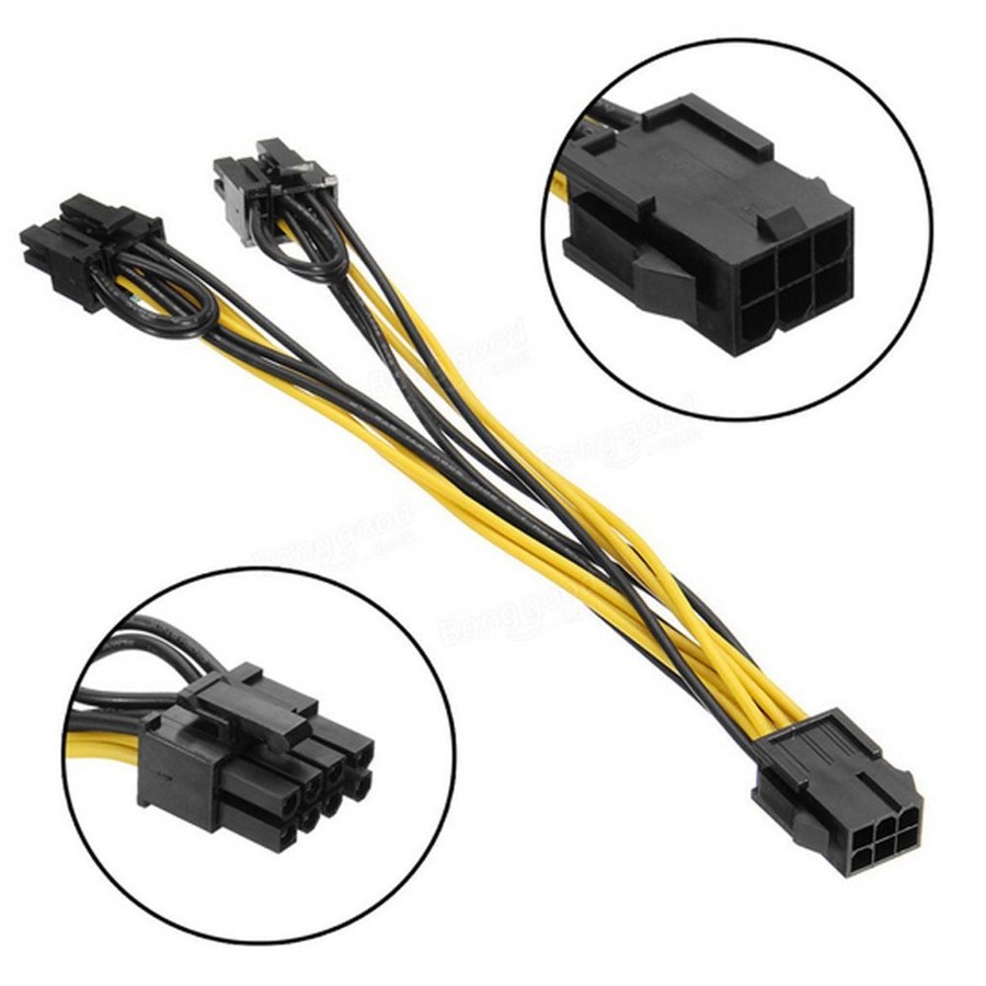 Kabel Power VGA PCIE 6 Pin To 8 Pin Cabang 2 PCI Express VGA 6 PIN to VGA 8 PIN 2 CABANG