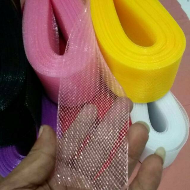 Yure tebal/pita jala kaku. 2,5+5cm