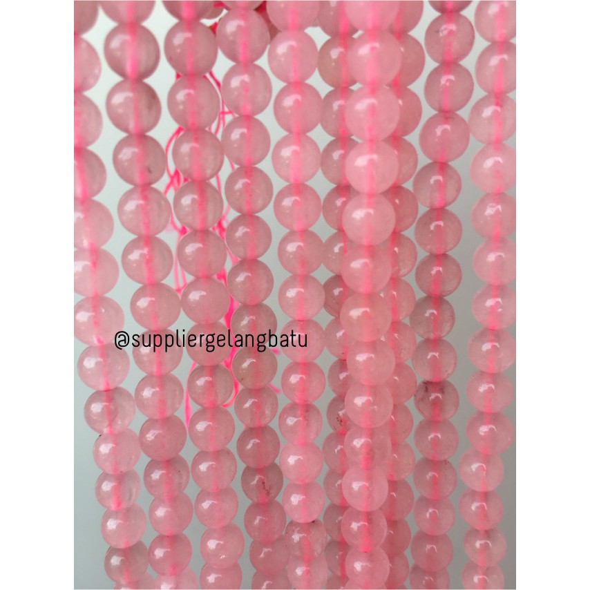 batu kristal rose quartz pink kuarsa crystal stone healing 6mm gelang aksesoris fashionable wanita