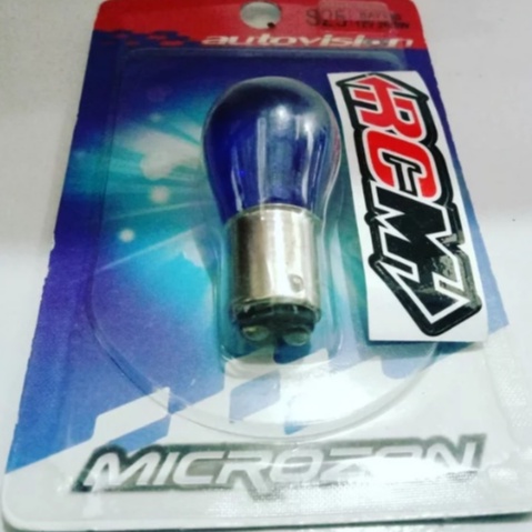 S25 AUTOVISION MICROZEN NATURAL BLUE BOHLAM BOLAM BULB REM BELAKANG LAMPU MOBIL MOTOR 12V 25W 5W BIRU BKN CAT CELUP