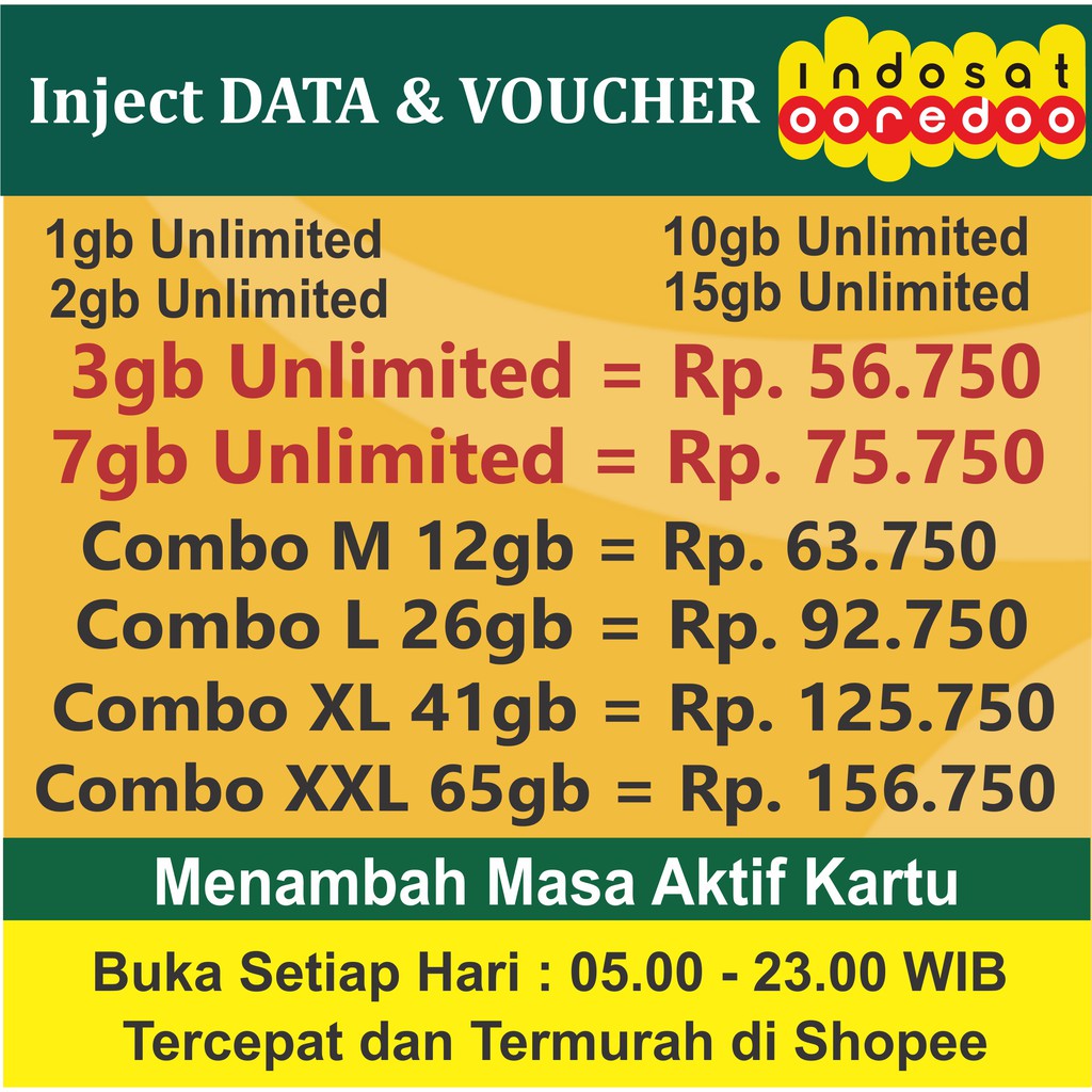 Jual PAKET KUOTA DATA INDOSAT Unlimited Freedom U TERMURAH | Shopee ...