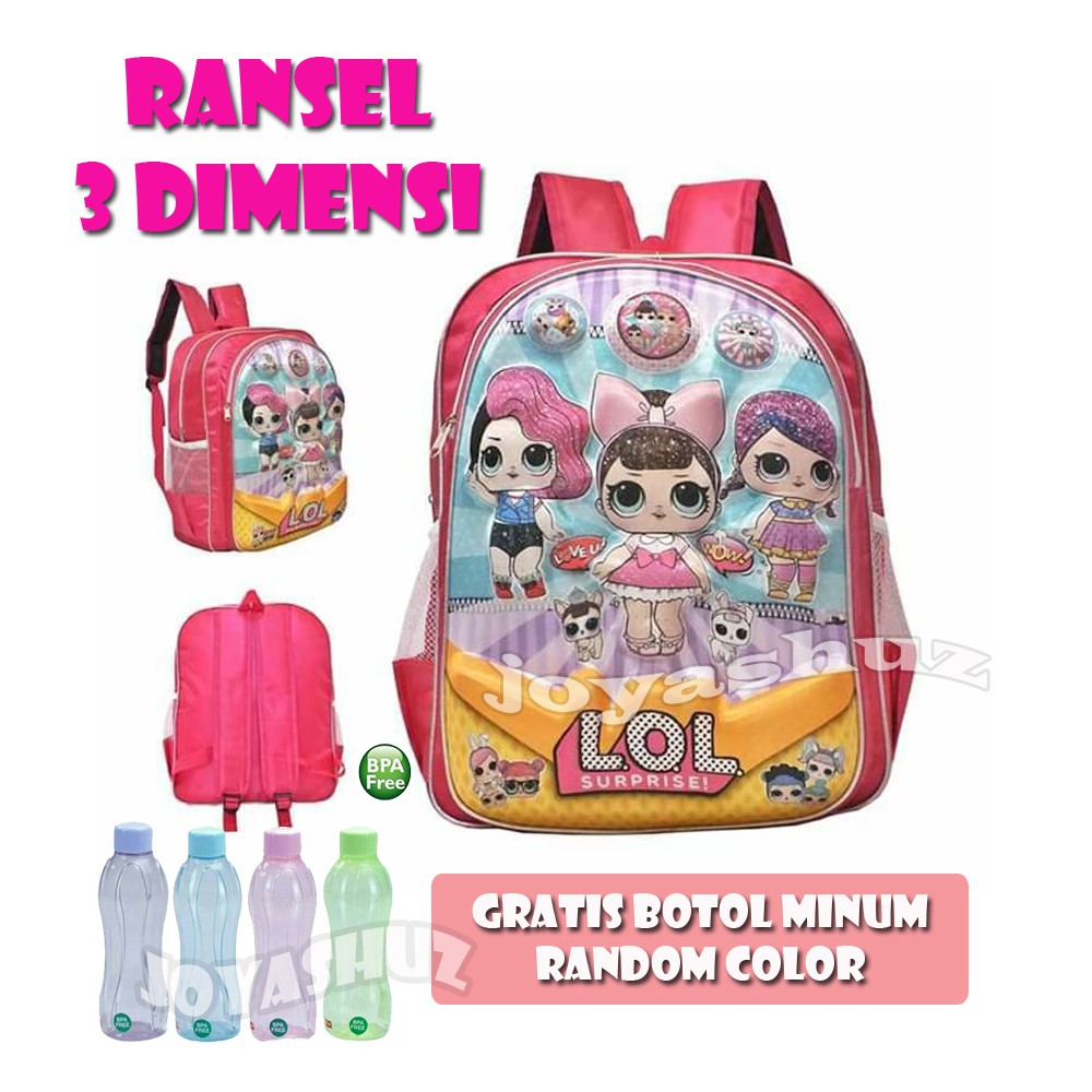 Tas Sekolah Anak Karakter 3 Dimensi / Tas Ransel LOL Surprise / Tas Anak Frozen / Tas My Little Pony