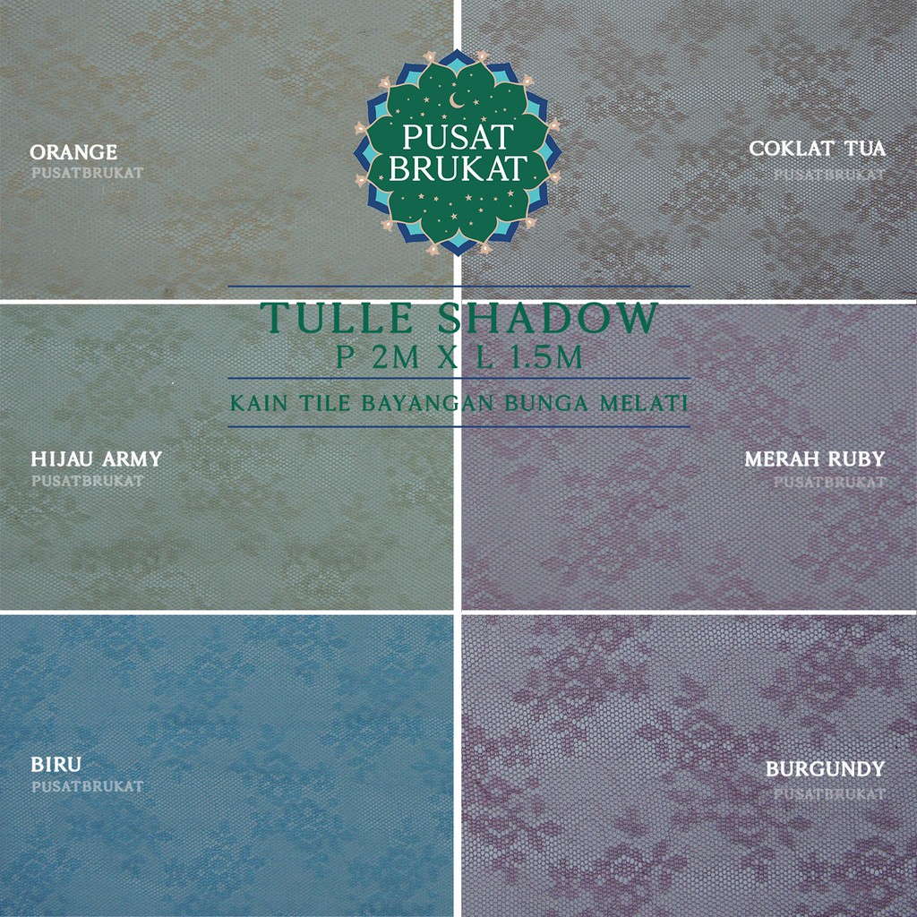 [Harga per 2m x 1.4m] KAIN TILE MOTIF / TULLE SHADOW  BERMOTIF JASMINE FLOWER / TILE BAYANGAN BUNGA MELATI