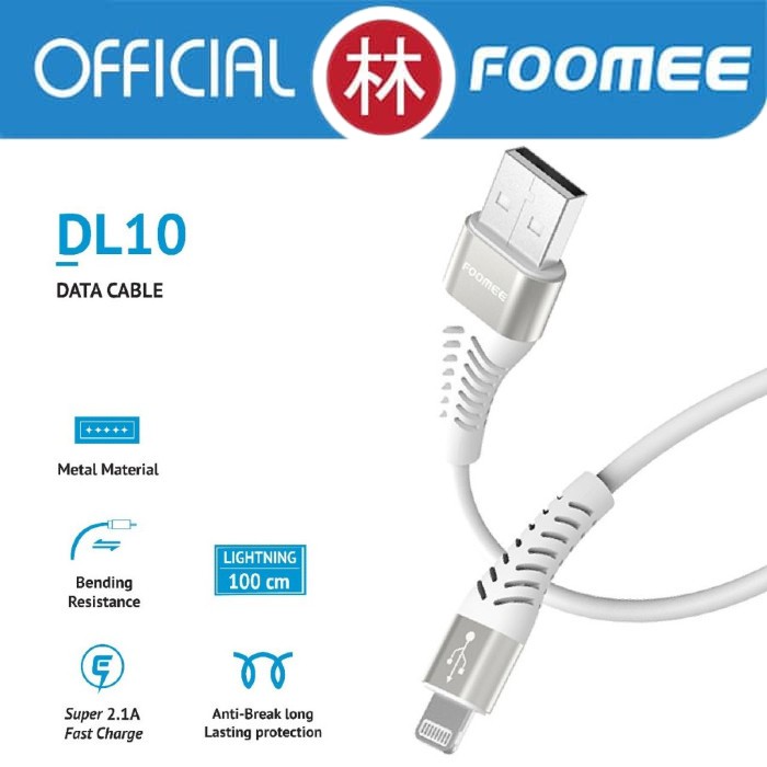 Foomee DL10 Data Cable Lightning Fast Charging 2.1A