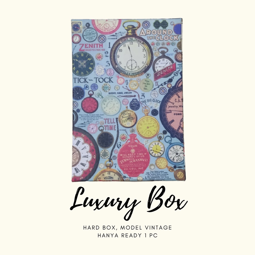 

Kotak Kado / Gift Box / Hard Box Luxury Vintage Clock Model Jam clasic Ukuran 21x14x4 cm