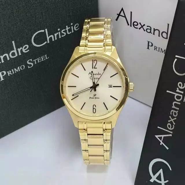 Jam Alexandre Christie AC 1009 LD gold.  Jam tangan wanita