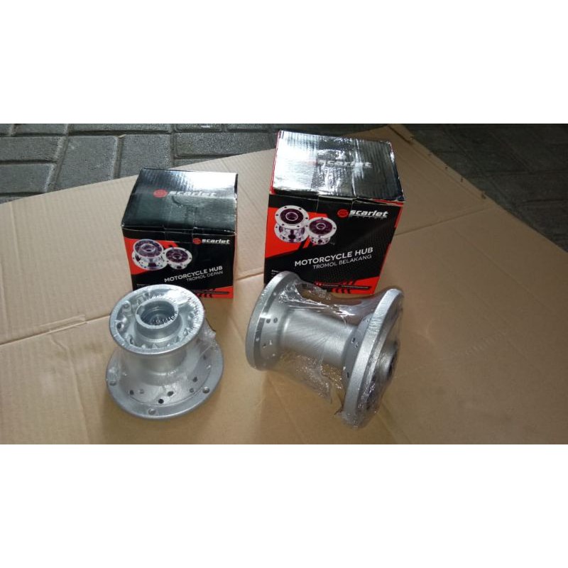 Tromol Set Depan Belakang KLX Hole 36 Scarlet Warna Silver Model Ori
