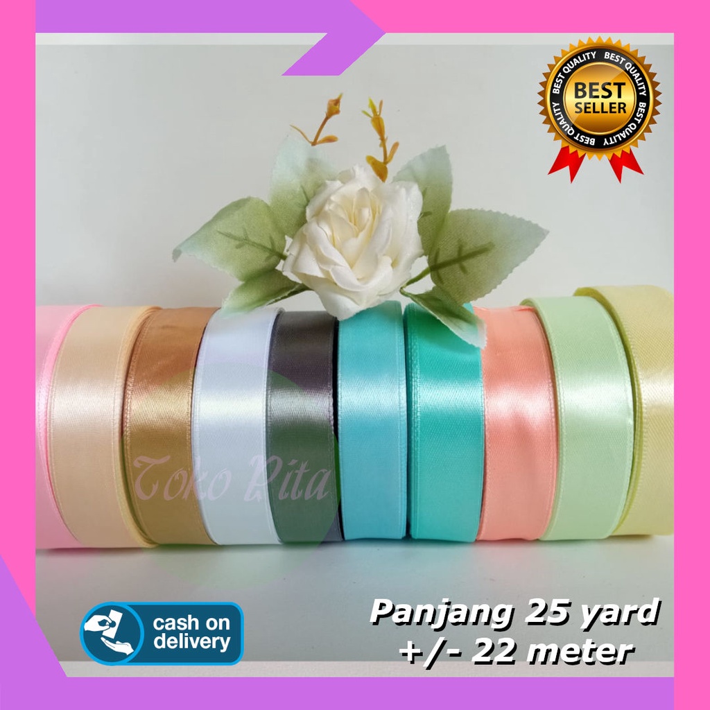 

Pita Satin Hampers Parcel Roll 2 cm 3/4 Inch warna pastel