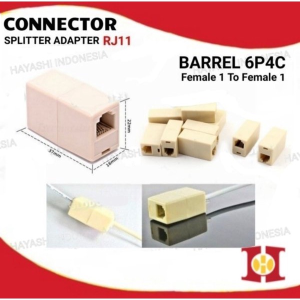 Sambungan Splitter ADSL Socket Soket Paralel Telepon Telpon RJ11 6P4C - 5pcs