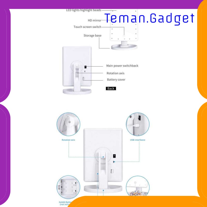 TG-FE175 BIUTTE.CO CERMIN MAKEUP MIRROR 22 LED LIGHT - A3106