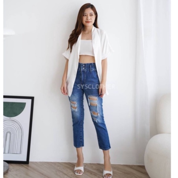 CELANA JEANS WANITA BF MINNIE RIPPED-SYSCLOTHIER