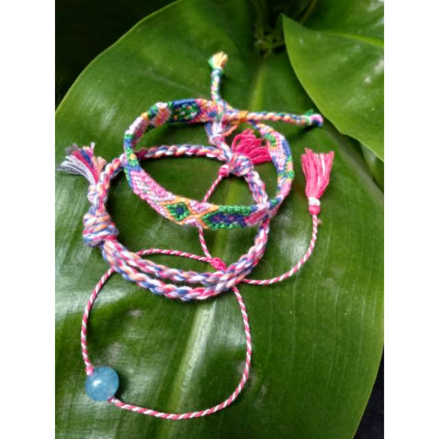 Braided bracelet set aquamarine stone gelang etnik