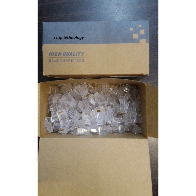 Konektor Rj45 Lan / Rj 45 Satu Kotak Isi 100 Pcs Untuk Cat5e High Quality