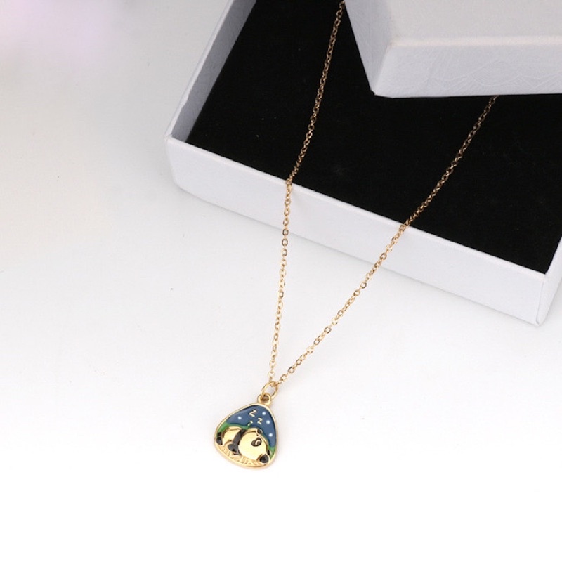 Kalung panda tidur titanium anti karat harga grosir bisa COD