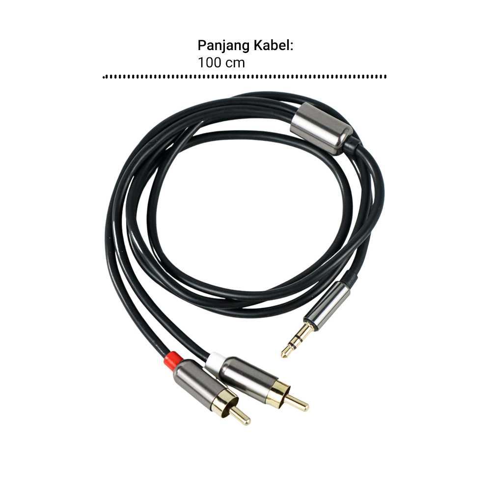 FONKEN Kabel AUX 3.5mm Male ke 2 RCA Male 1 Meter - R1 ( Al-Yusi )