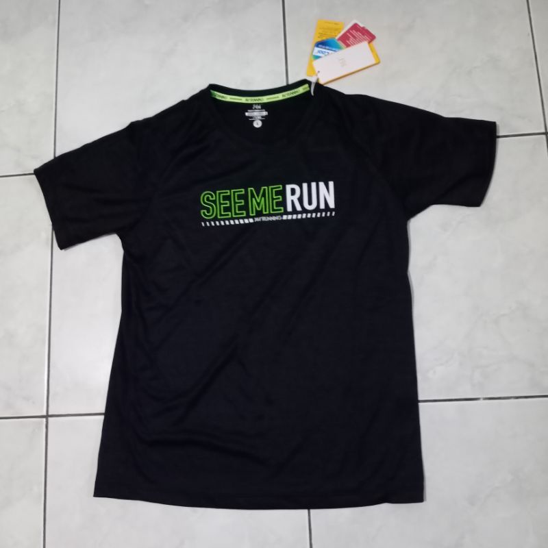 361 Degrees Original MEN'S RUNNING SHORT SLEEVE T-SHIRT Kaos Hitam BLACK Size L Body Slim Fit Free C