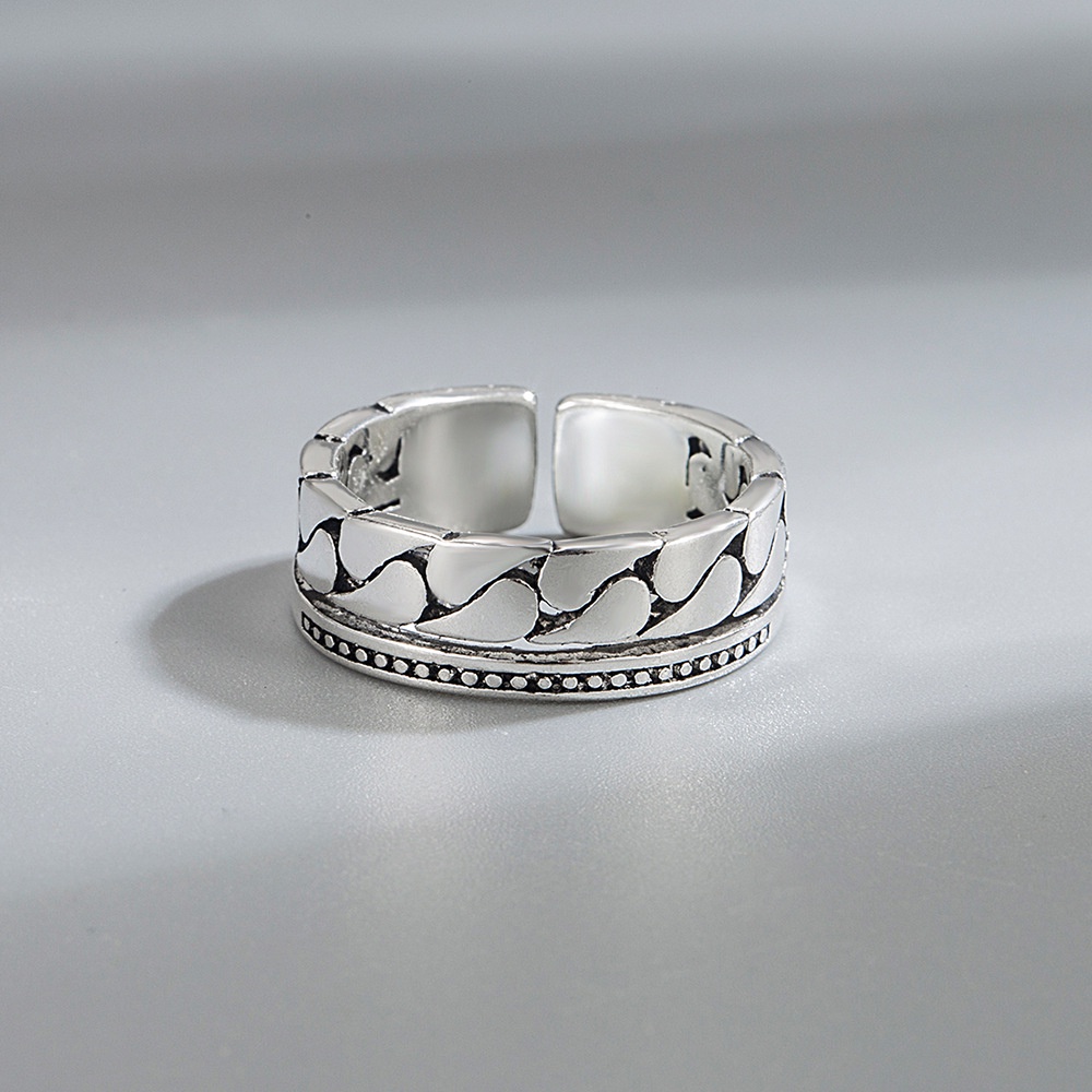 925 Perak Cincin Untuk Wanita/Cincin yang Dapat Diatur Perhiasan Retro Hip hop