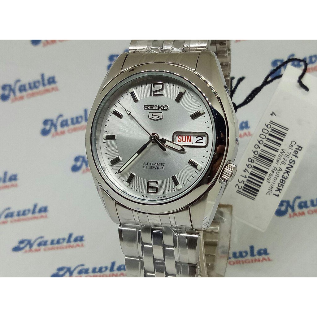 Seiko 5 SNK385K1 Automatic Silver Dial - Jam Tangan Pria SNK385