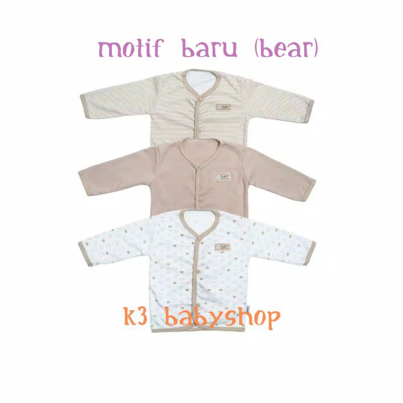 Baju Panjang Bis Fluffy khaki coklat putih white kemeja bayi anak piyama bayi anak SNI