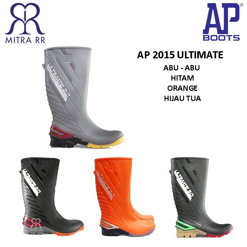 AP 2015 Ultimate Sepatu Safety TERMURAH ,Boots Karet Motor Abu Hijau Hitam Orange