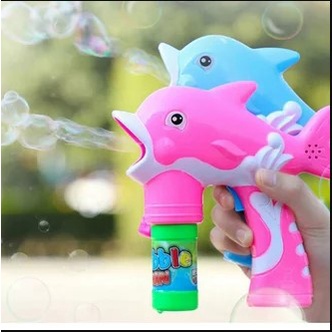 PROMO FREE BATERAI Mainan Anak Tembak Bubble Gun Dolphin 5 Mata Gelembung Air Sabun SNI