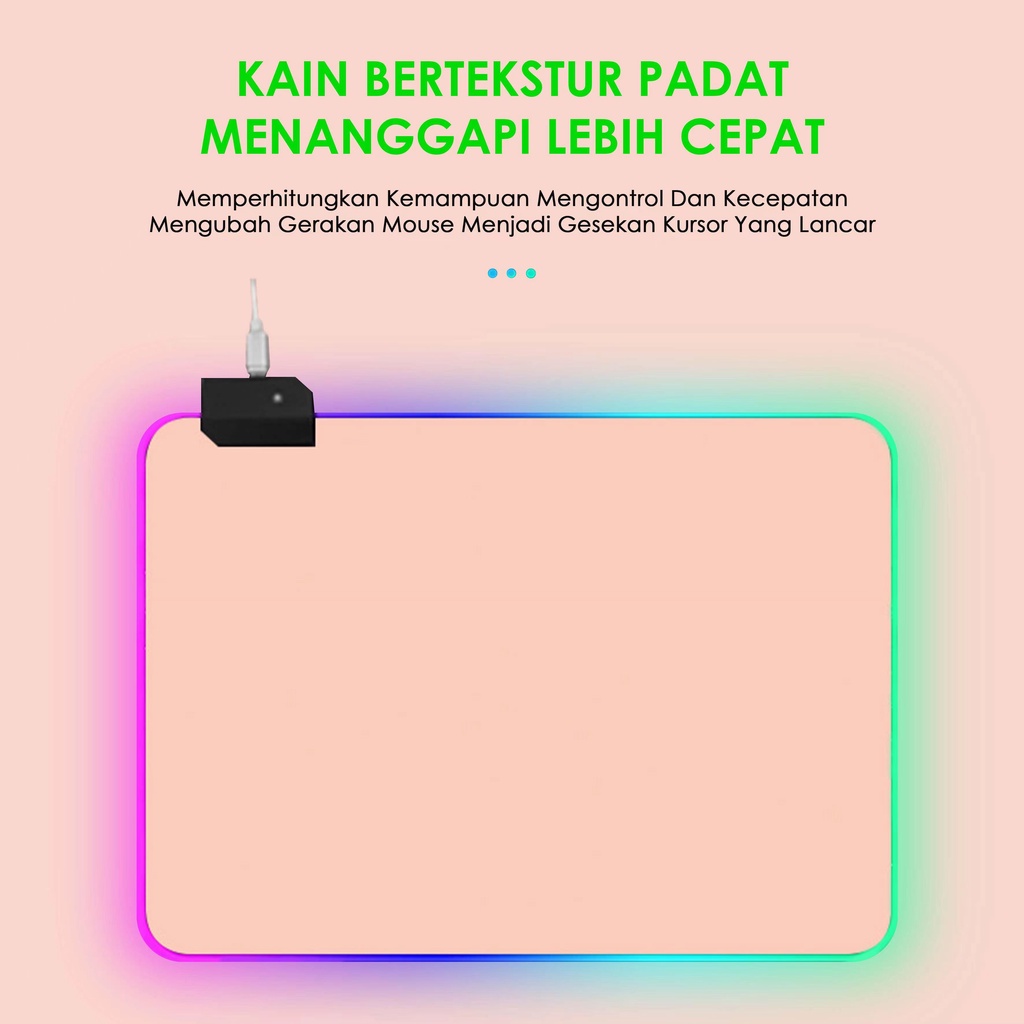 Mouse Pad Gaming XL LED RGB USB Cable High Precision Anti Air, Anti Slip - MONTIAN