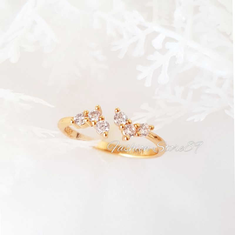 Cincin Flexibel Free Size Permata Love impor perhiasan lapis emas 18k yaxiya Xuping Bestquality