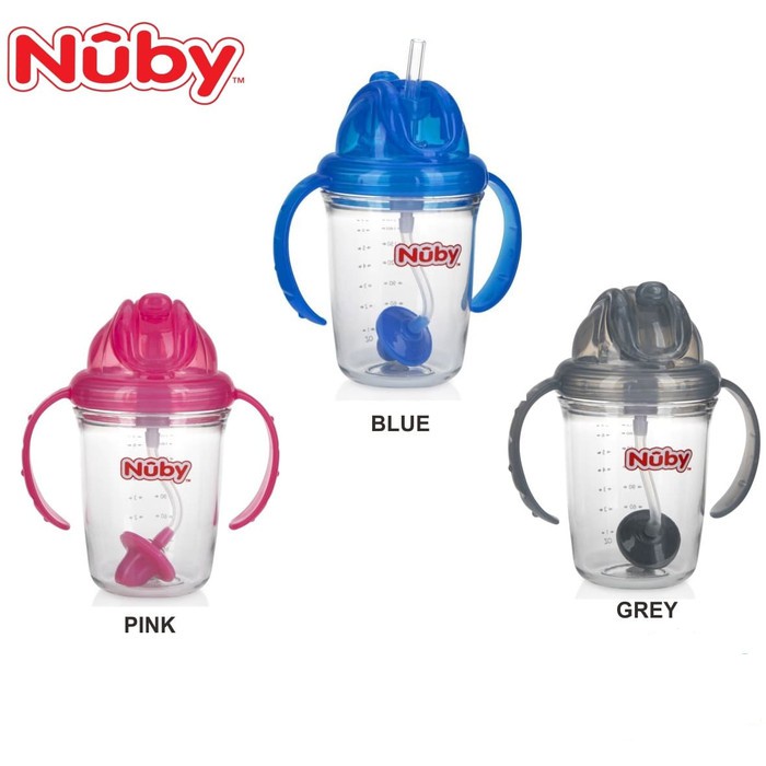 Nuby Tritan Flip It Weighted Straw 240ml -  Botol Minum Anak