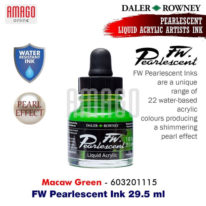 DALER-ROWNEY - FW PEARLESCENT INK 29.5 ML - MACAW GREEN - 603201115