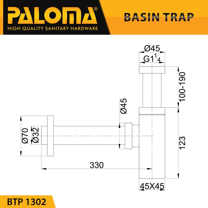 PALOMA BTP 1302 Sifon Saluran Pipa Pembuangan Air Wastafel Sink