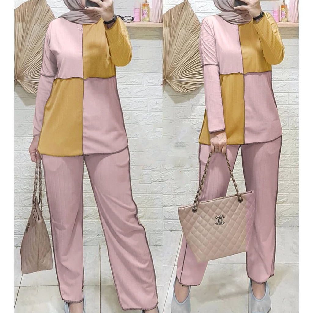 PAKAIAN WANITA SETELAN CELANA CELLO FASHION TERKINI DMR