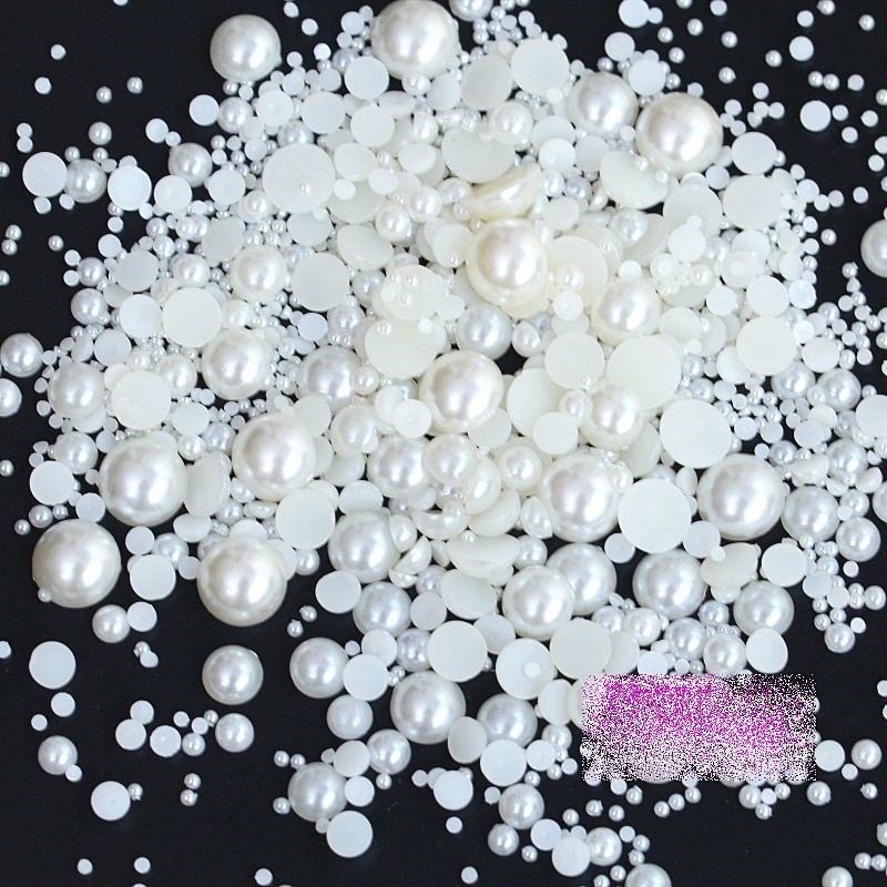 500 butir MIX SIZE WHITE PEARL DECORATION FOR NAIL ART, PHONE, SHOES