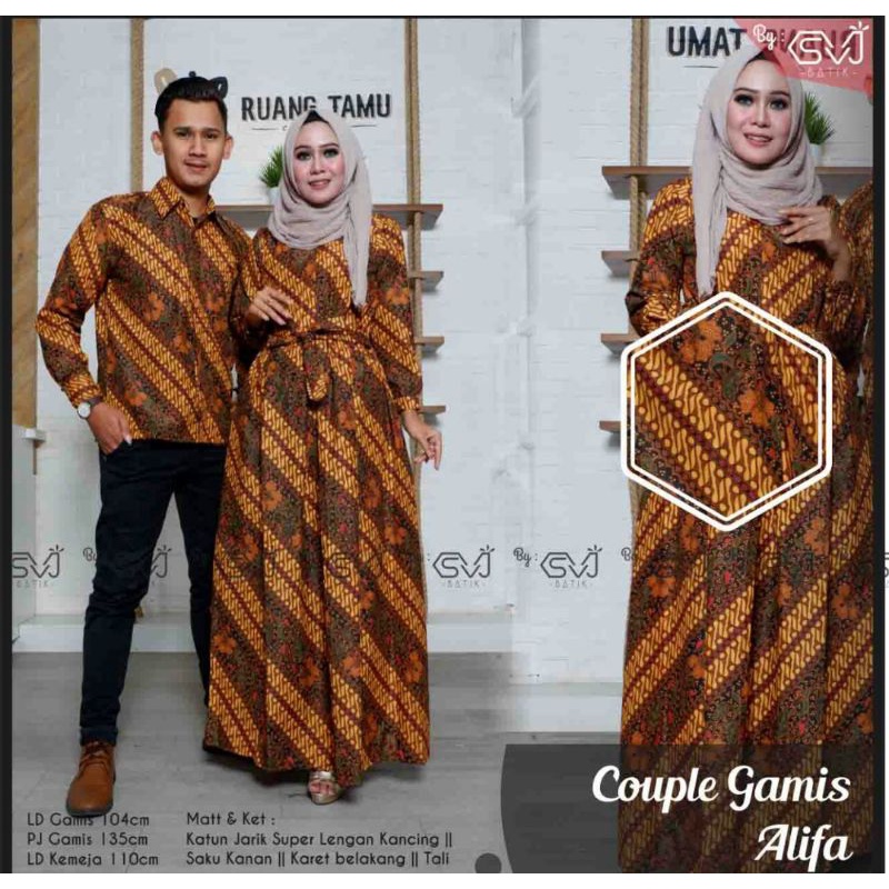 couple gamis Alifa couple gamis batik couple baju kondangan